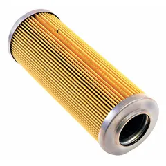 Hydraulic filter element for removing contaminants from hydraulic fluid in HVAC and industrial hydraulic systems. Helps protect pumps, valves, and actuators from wear. Suitable for use in chillers, air handlers, and similar equipment.