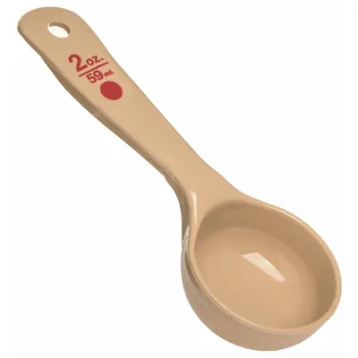 CARLISLE Measure Miser: 2 oz Capacity, Polycarbonate, Solid, Beige/Red, NSF Certified - Portion Control Spoons
