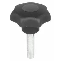 KIPP Hand Knob: 7 Point, Plastic w/ Steel Thread, M8 Thread, 25 mm Thread Lg, 32 mm Dia (MPN K0155.408X25)