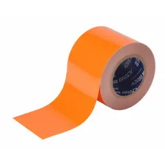 Solid orange polyester floor marking tape, 3 in wide by 100 ft long, 8 mil thick. No legend. Used for marking aisles, hazard areas, and storage zones in industrial facilities to signal caution and organize workflows.