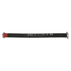 This steel torsion spring features a right-hand wind direction and closed drawbar ends. With a 0.243 in wire diameter, 2 1/4 in outside diameter, and 180° deflection angle, it is used in counterbalance systems for overhead doors and similar applications.