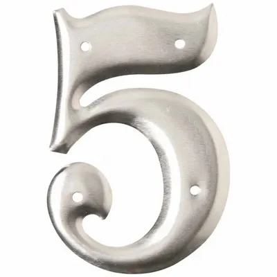 BRADY Number Label: 5, Silver, 3 in Character Ht, 2 in Overall Wd, Uppercase - Utility Pole Marking Numbers