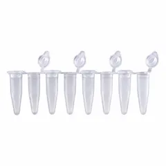 APPROVED VENDOR PCR Strip, 0.2 mL, Polypropylene, Round Bottom, Natural, Sterile, with Flat Caps (341362)