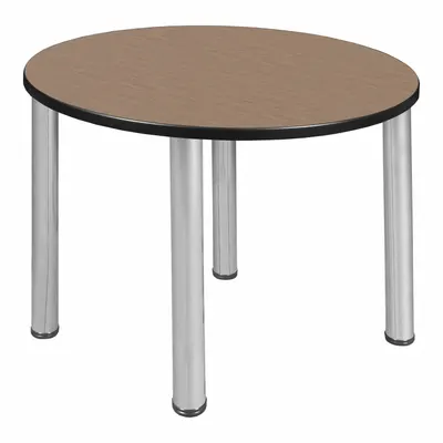 KEE Cafe/Breakroom Table: Laminate, Oak, 29 in Overall Ht - Max, Circle, Black - Cafe & Breakroom Tables