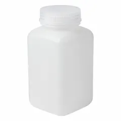 HDPE Rectangular Lab Bottle, 16 fl oz, Colorless, 52.2 mm Screw Closure