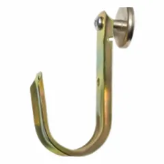 This wall mount J-hook is made of mild carbon steel with a yellow finish. It features a side mount design with a magnetic mount (no locking latch) for attachment to ferrous frame rails. Suitable for organizing cables, hoses, or lightweight tools in industrial environments. Maximum load capacity is 17 lb.
