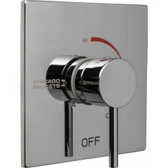 This trim kit includes a square brass trim plate with a polished chrome finish. It is designed for use with thermostatic or pressure balancing tub and shower fittings. The kit provides a finished appearance and operation for the valve in a tub and shower installation.