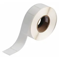 Square precut label roll, 1 in x 1 in, made of cryogenic autoclavable polypropylene. Designed for labeling 2.0 mL vials or tubes. Compatible with BradyJET J2000 printer series, requires J20-CMY ribbon. Suitable for laboratory and biobank applications requiring resistance to extreme temperatures and sterilization cycles.