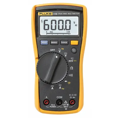 FLUKE Digital Multimeter: TRMS, CAT III 600V, 600 V Max AC Volt Measurement - Standard Feature Multimeters