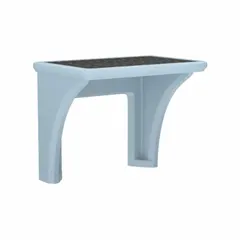 Wall-mount desk from the Endurance series, constructed of polyethylene with a blue gray laminate top. Overall dimensions: 36 in wide, 24 in deep, 29 in high. Suitable for space-saving workstation applications in industrial, laboratory, or maintenance settings where a moisture- and chemical-resistant surface is needed.
