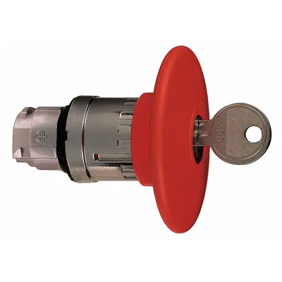 SCHNEIDER Emergency Stop Push Button: Red, 22 mm Mounting Size, Metallic - Mushroom-Head Push-Button Operators