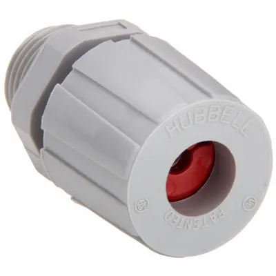 HUBBELL WIRING DEVICE-KELLEMS Liquid Tight Cord Connector: Nylon, 1/2 in MNPT, 0.19 in to 0.25 in, Gray - Straight Plastic Cable Grips