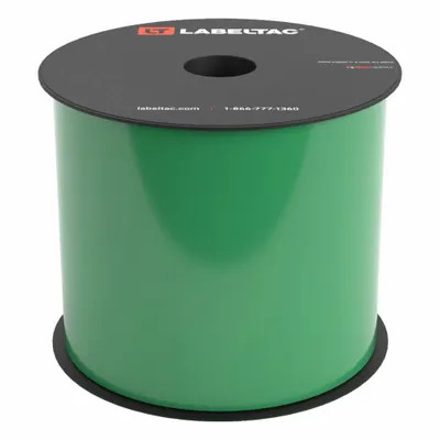 CREATIVE SAFETY SUPPLY LabelTac Pro Model Standard Supply: 4 in x 150 ft, Vinyl, Green (Gloss) - LabelTac Thermal Transfer Continuous Label Rolls