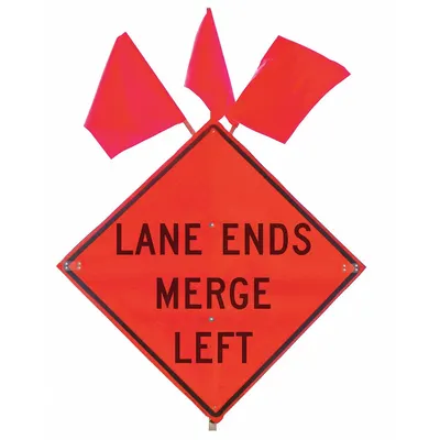 EASTERN METAL SIGNS AND SAFETY Traffic Sign: 36 in x 36 in Nominal Sign Size, Vinyl, 0.015 in, W9-2L MUTCD - Lane Ends Merge Left Signs