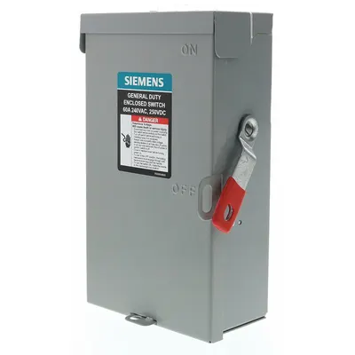 Siemens Safety Switch: Fusible, 60 A, Single Phase, 240V AC, Galvanized Steel - Fusible Safety Switches