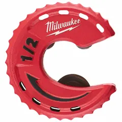 This compact cutter is designed for cutting copper tubing with a 1/2 in outside diameter. It features a standard cutting wheel and a tool length of 2 in. Commonly used in plumbing, HVAC, and refrigeration for clean, precise cuts on soft copper lines.