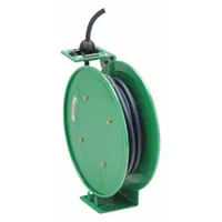 Spring Return Hose Reel: 25 ft (1/4 in I.D.), 1/4 in MNPT, 300 psi Max Op Pressure, Brass, Green (MPN 437J25)