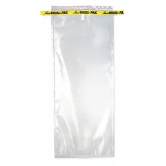 This clear, standard-style sterile bag has a 69 fl oz (2.04 L) capacity and a 15-inch overall length. It meets EPA standards for sample collection and is used for collecting and transporting water, soil, or other environmental samples in field or laboratory settings.