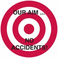 Hard Hat Label: Our Aim... No Accidents, 2 in Dia, English, Std, Non-Reflective, Universal, 4 PK (MPN 42257)