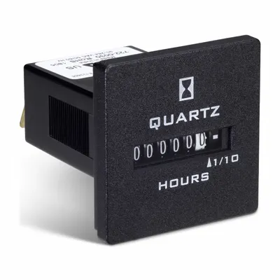 TRUMETER Hour Meter: Hour Meters, Front Panel Mounting, Analog, 1 7/8 in x 1 7/8 in