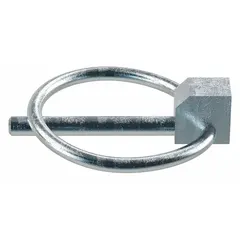 Standard lynch pin with 3/16 in shank diameter and 1 1/4 in usable length. Sold in a pack of 10. Used to secure clevis pins and other fasteners in agricultural, construction, and industrial equipment, preventing unintended disconnection in hitches and linkages. Without chain.