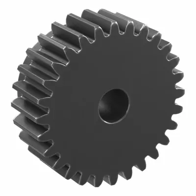 KHK GEARS Spur Gear: Module m 2, 28 Teeth, 12 mm Bore Dia, Black Oxide Coated Carbon Steel - Metric Spur Gears with Standard Hub