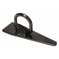 This reinstallable hinged anchor is designed for fall protection on inclined wood roofs. It features a bolt-on mounting type and a swivel D-ring for secure attachment of lanyards and safety lines. Suitable for use during roofing, construction, or maintenance tasks.