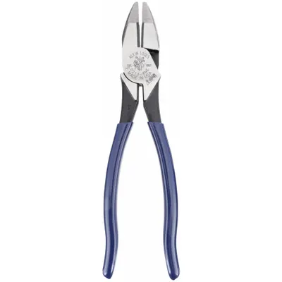 KLEIN TOOLS Linemans Plier: Flat, 8 5/8 in Overall Lg, 1 1/2 in Jaw Lg, 1 1/4 in Jaw Wd - Multipurpose Lineman's Pliers