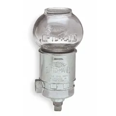 This vented constant-level oiler automatically maintains a preset oil level in industrial bearing housings and machinery reservoirs. It features a glass reservoir with 4 oz capacity and 1/4" NPT mounting threads. Suitable for use on pumps, motors, conveyors, and other rotating equipment to prevent over- or under-lubrication.