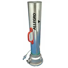 This pneumatic venturi blower uses compressed air to move large volumes of air without electricity, suitable for ventilation, fume extraction, and cooling in confined spaces or hazardous environments. It delivers 960 cfm total air flow at 40 psig, with a 1/2 in NPT air inlet and includes a base.