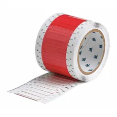 Polyolefin white matte sleeve labels sized 3/32 in x 2 in, designed for wire gauges 20 AWG to 28 AWG. Compatible with IP Series printers. Used for durable wire and cable identification in control panels, electrical installations, and maintenance applications.
