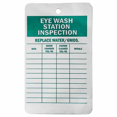 SEE ALL INDUSTRIES Tag: Eyewash, 3 in Wd, 4 1/4 in Ht, White, Aluminum, 0.02 in Label Thick - Safety