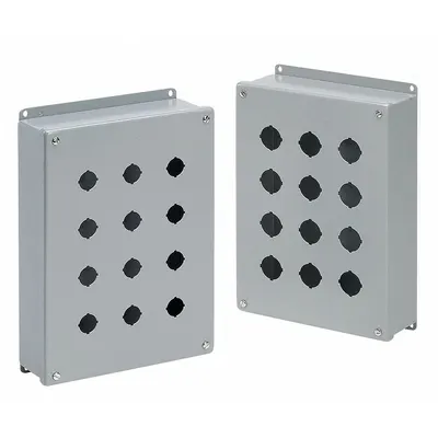 HOFFMAN Push Button Enclosure: 22mm, 4 Holes, Carbon Steel - Enclosures for 22mm Operators