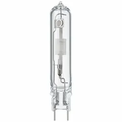T14 ceramic metal halide lamp with G8.5 2-pin base, 73.2 W, 87 V, 3000K color temperature. Used for accent and display lighting in retail, hospitality, and commercial spaces where warm white light is required.