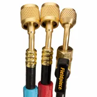 FIELDPIECE Hose Set: 5 ft Lg, 45° Angle, Black, Rubber, 3 Hoses, Ball Valve (MPN HR3C)
