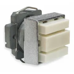This 30 mm illuminated multihead push-button operator from the SQUARE D 9001K series features three momentary buttons with an extended/flush profile and the legend 'On'. It is used in industrial control panels for applications requiring multiple simultaneous or sequential commands, such as machine start/stop or mode selection.
