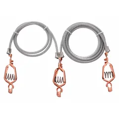 Terminated bonding and grounding wire set with three alligator clips (5/8 in clamp opening) on a 5 ft uninsulated carbon steel conductor. Used for establishing electrical continuity and static discharge paths in industrial environments requiring multiple connection points.