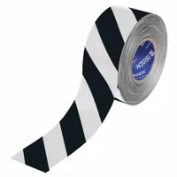 Floor Marking Tape: Striped, Black/White, 3 in x 100 ft, 22 mil Tape Thick, Brady® ToughStripe® Max (MPN 177040)