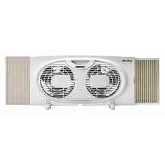 This office window fan from AIR KING features a 7-inch blade diameter and operates at 120V AC with two speed settings. Designed for windows with a minimum width of 22 inches, it measures 12 inches in height and 34 inches in width. Suitable for ventilating commercial or industrial spaces through window openings.