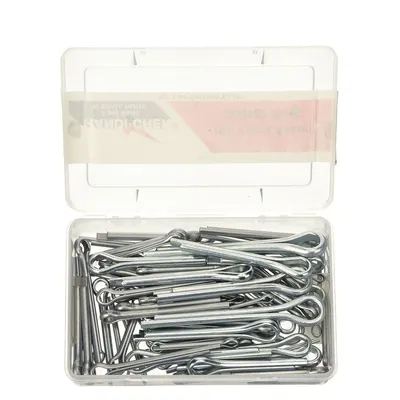 ITW BEE LEITZKE Pin Assortment,100 pcs,14 Sizes: Bridge, Inch, Steel, 1008, Zinc Plated - Cotter Pin Assortments