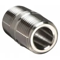 Stainless steel pipe nipple with 3/4 in Male NPT threads on both ends, 3/4 in length. Rated for 6,400 psi at 100°F. Used in instrumentation and hydraulic systems for connecting male NPT ports in high-pressure fluid and gas applications