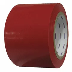 Solid red vinyl floor marking tape, 3 inches wide by 108 feet long, with a 4 mil thickness. No printed message legend. Used for marking aisles, hazard zones, and storage areas in industrial facilities to improve workplace safety and organization.