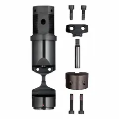 Replacement die holder kit for MILWAUKEE nibblers. Overall height 8 1/4 in, overall diameter 1 5/8 in. Used to hold the die during sheet metal cutting operations.