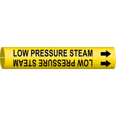 BRADY Pipe Marker: Low Pressure Steam, Yellow, Black, Fits 2 1/2 to 3 7/8 in Pipe O.D. - Low Pressure Steam Snap-On Pipe Markers