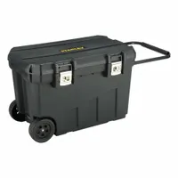 STANLEY Rolling Tool Box: 29 7/8 in W 18 5/8 in D 19 in H, Plastic, Black, Hinged Lid, Padlock (MPN 029025R)