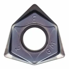 PVD carbide Trigon (W) indexable milling insert for general-purpose machining of steels and stainless steels. Suitable for face milling and slotting operations in medium to light cutting conditions.