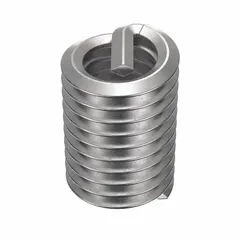 Screw-locking tanged helical insert for repairing or reinforcing tapped threads in metal. Features 5/16"-18 coarse thread, 18-8 stainless steel, dry film lubricant finish, and tensile strength of 200,000 to 250,000 psi. Right-hand thread. Supplied in a 100-piece pack.