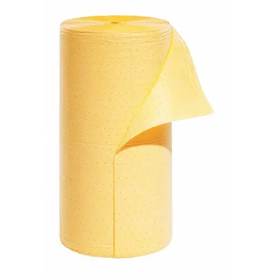 PIG Sorbent Roll: 300 ft Lg, 30 in Wd, Yellow, Polypropylene - Sorbent Rolls