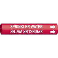Pipe Marker: Sprinkler Water, Red, White, Fits 4 to 6 in Pipe O.D., 1 Pipe Markers, With Arrows (MPN 4128-D)