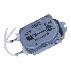 Replacement motor for electromechanical timer switches. Rated 120V AC. Compatible with INTERMATIC Series UVEX and model T8800. Used to drive the timing mechanism in commercial and industrial lighting, HVAC, and other timed load applications.